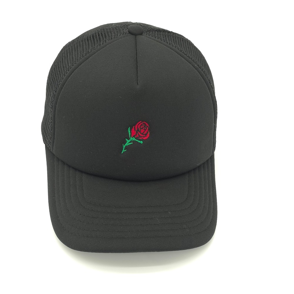 Empyre Rose Trucker Hat Womens Black Snap Back Floral Streetwear Cap